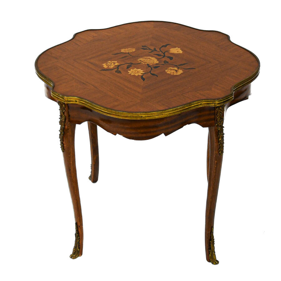 Italian Ormolu Side Table with Floral Marquetry Motif-3