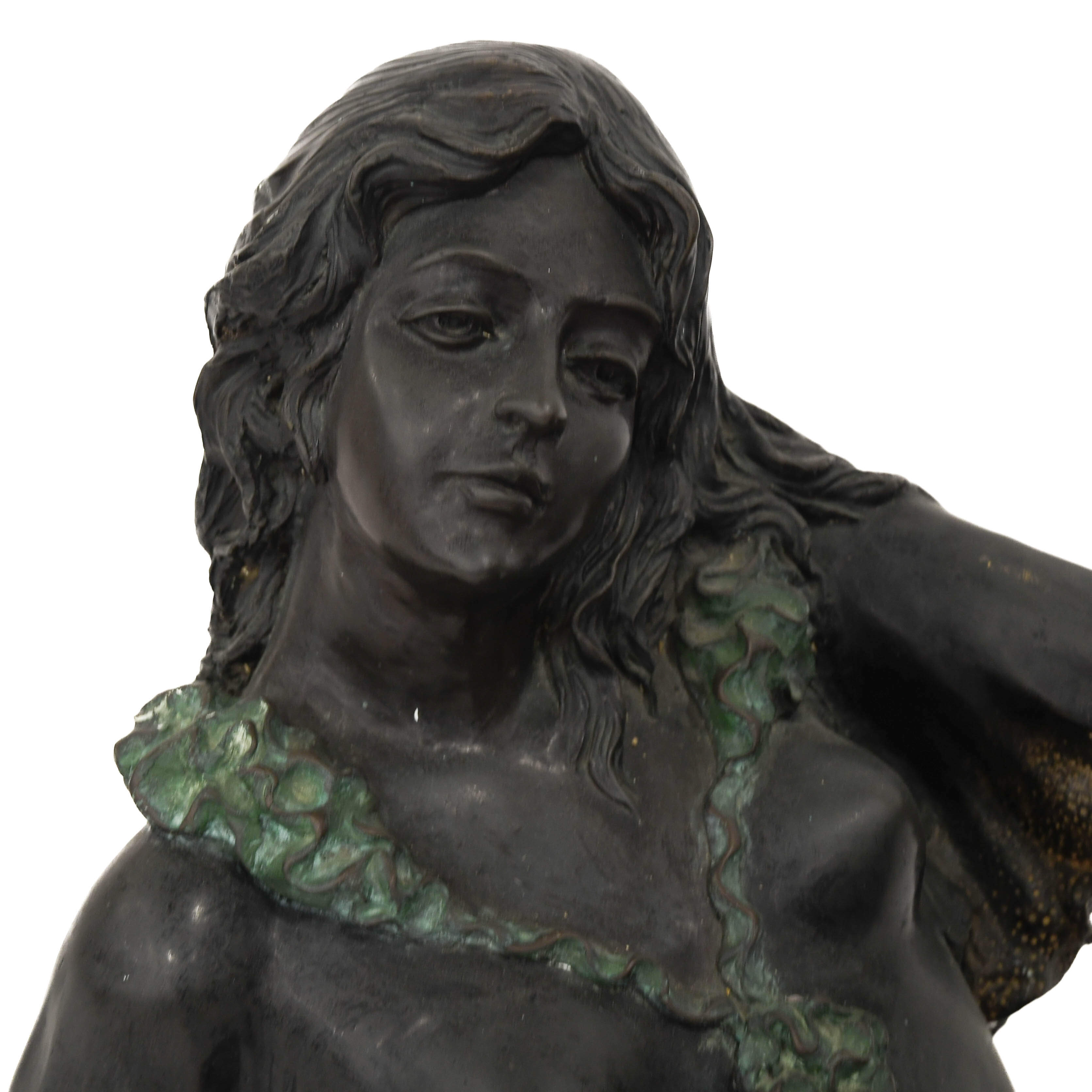 Bronze Lady Figural Base and Glass Top Coffee Table-5