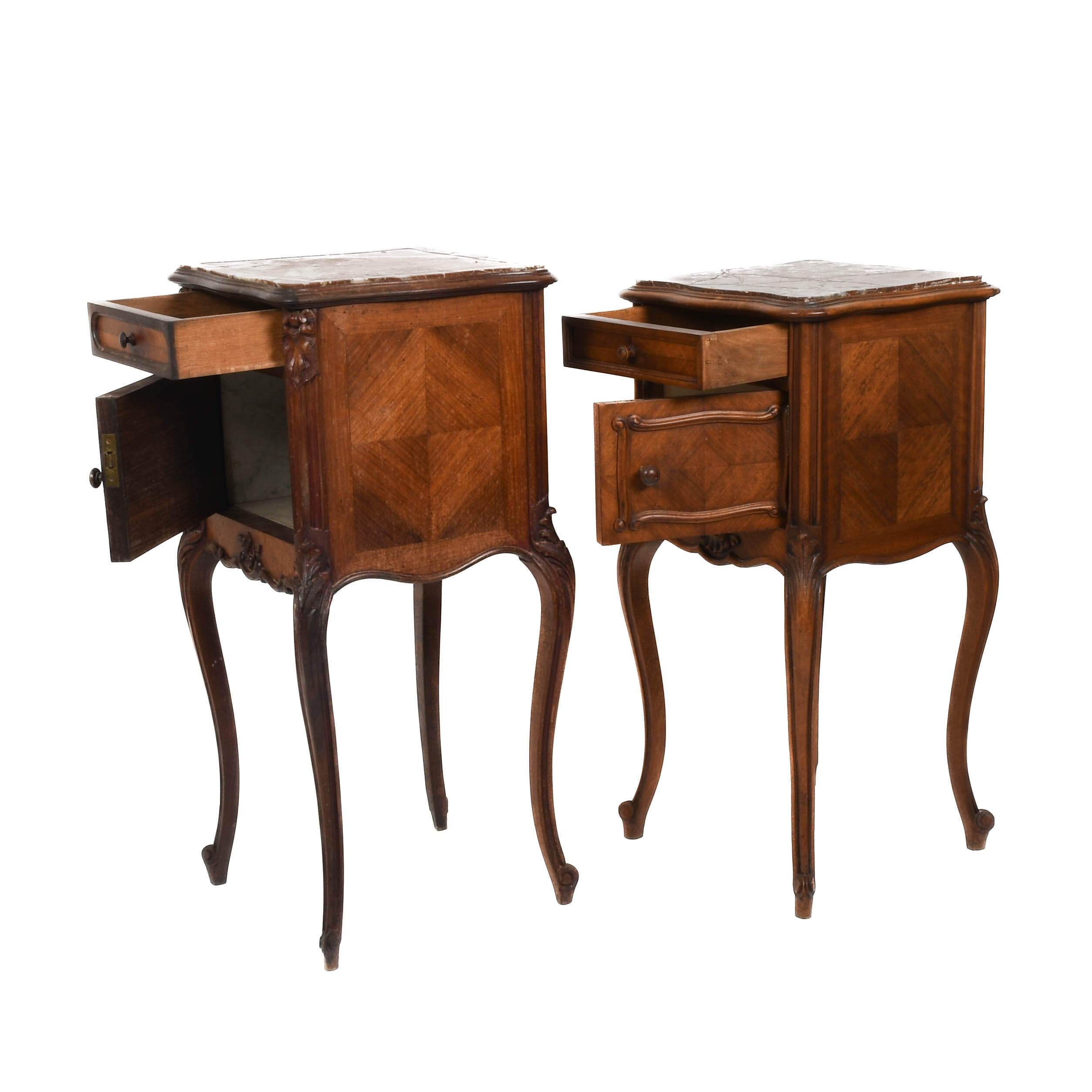 Pair of Wood and Marble Top Tables-12