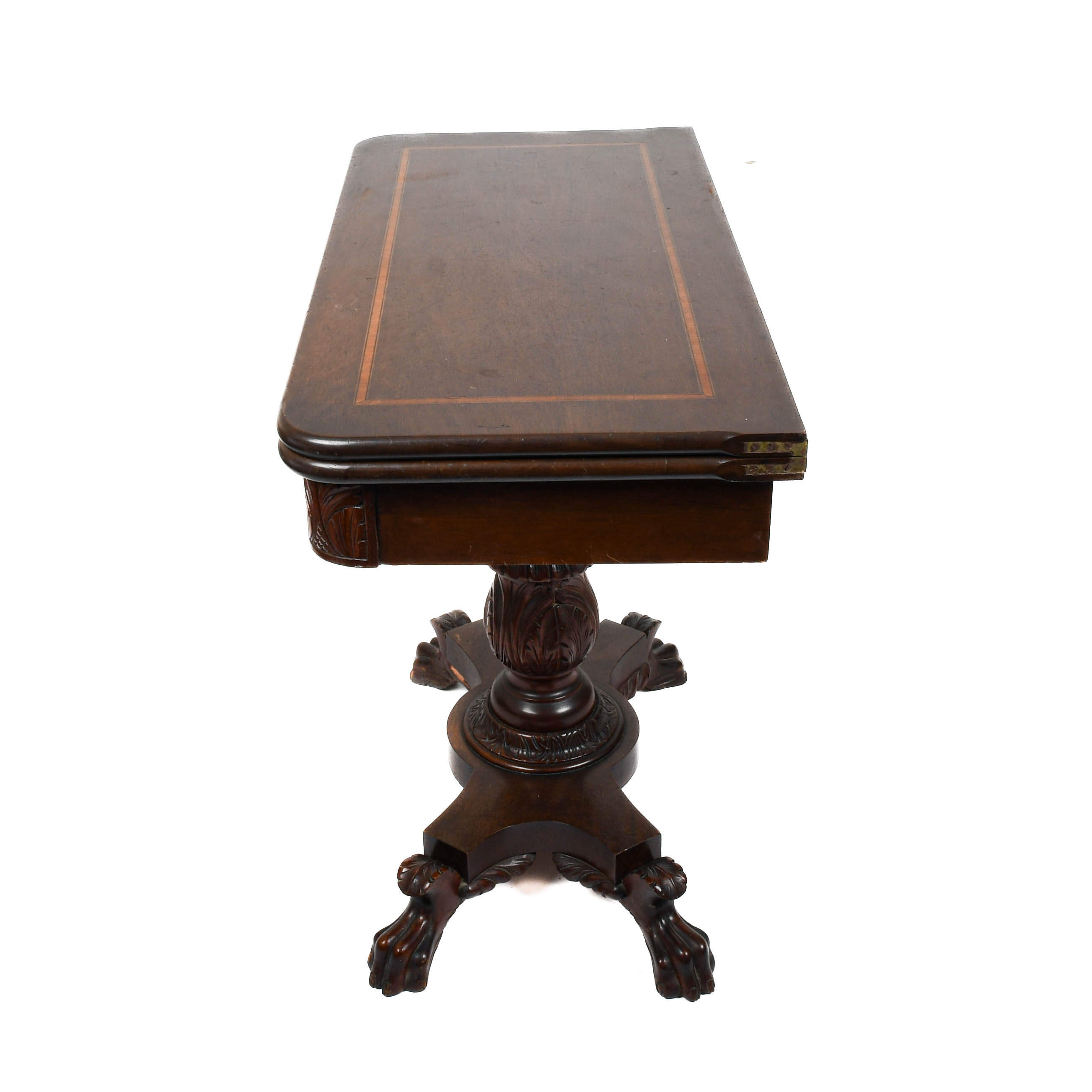 1890s American Mahogany Ball and Claw Flip-Top Gaming Card Table-6