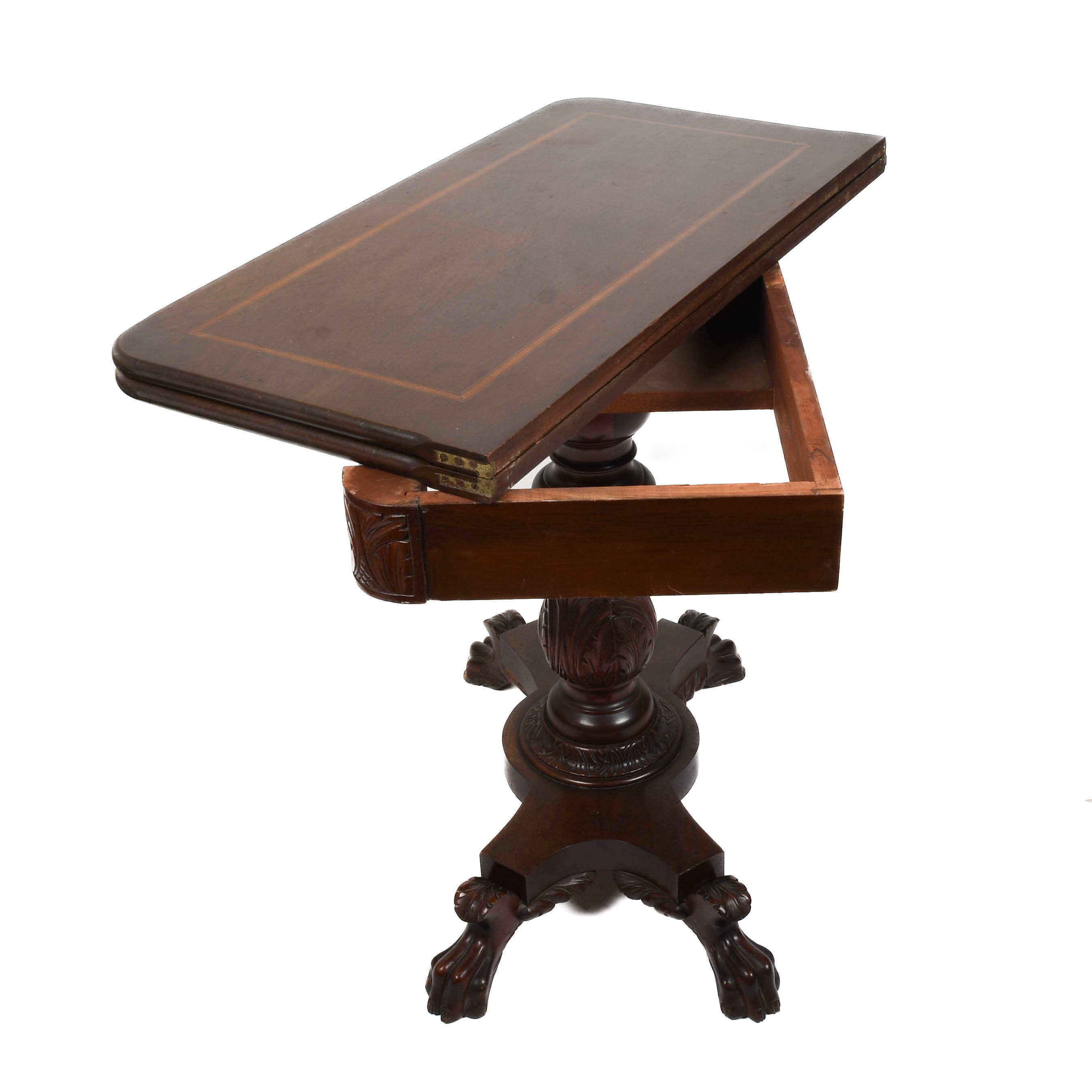 1890s American Mahogany Ball and Claw Flip-Top Gaming Card Table-5