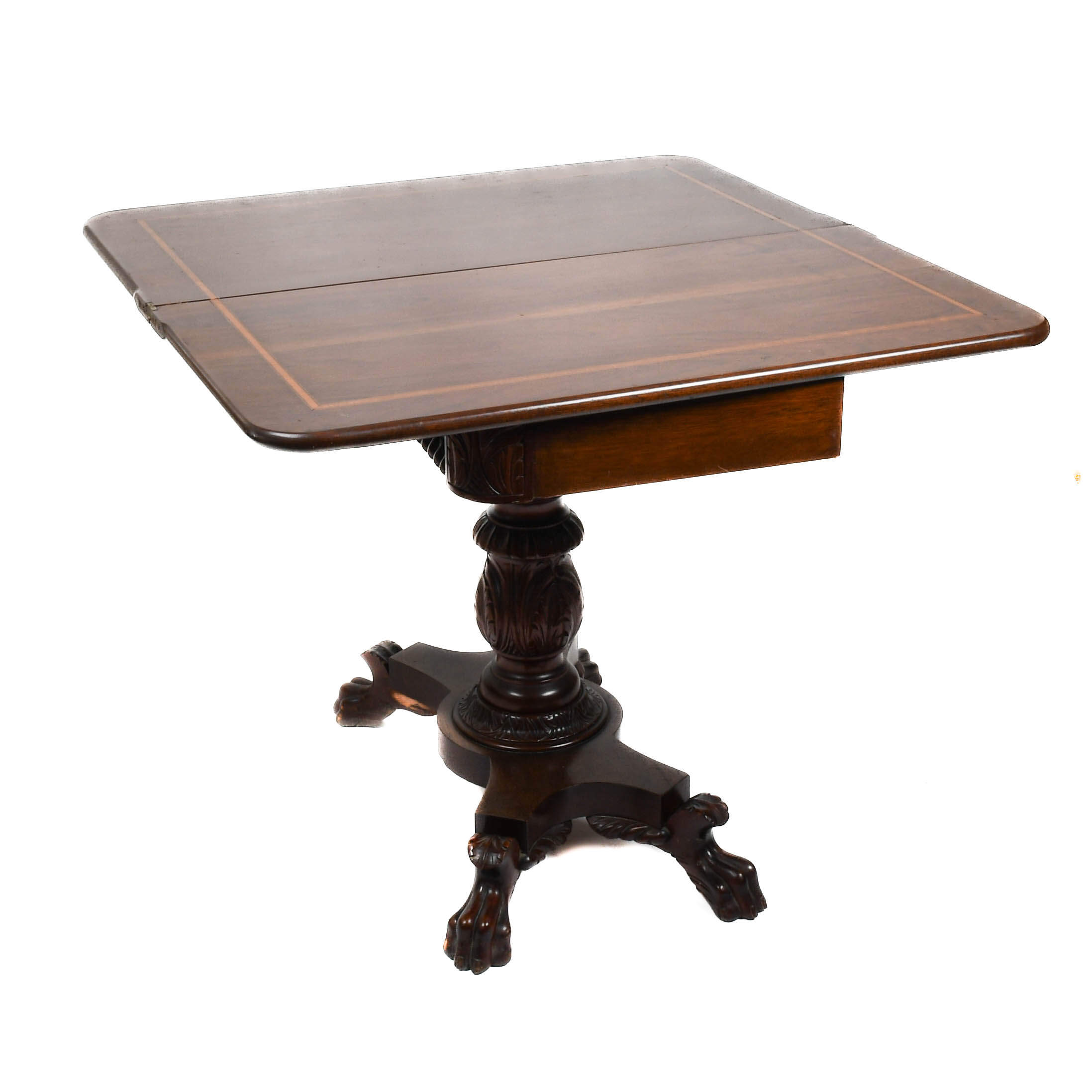 1890s American Mahogany Ball and Claw Flip-Top Gaming Card Table-2