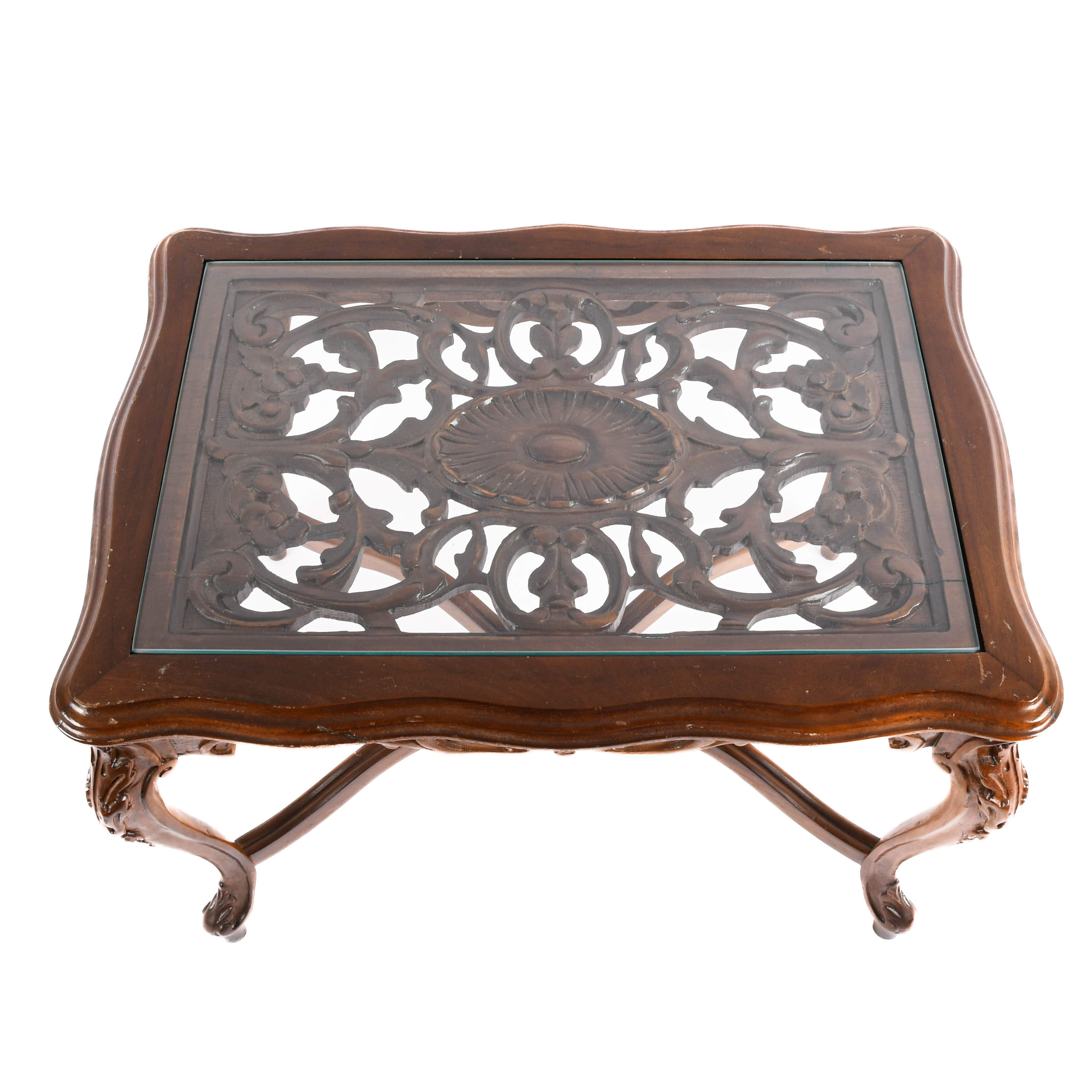 Hand-Carved Walnut Side Table-3