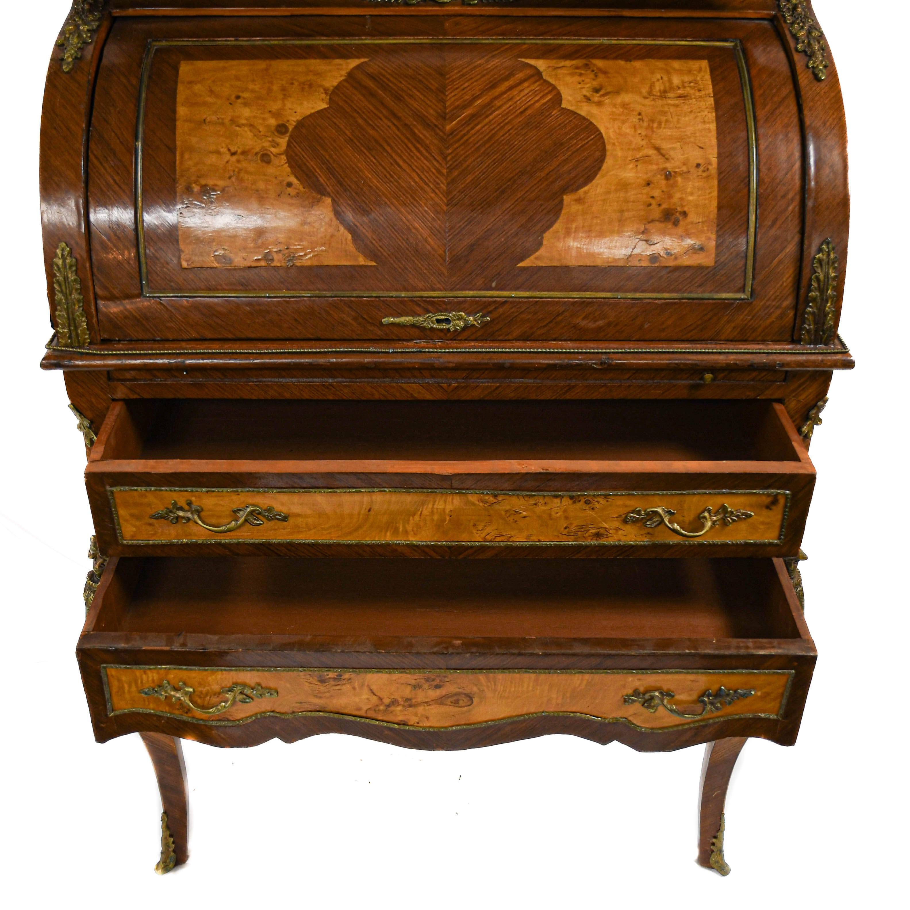 Louis XVI French Marquetry and Gilt Bronze Roll-Top Bureau de Damme-4