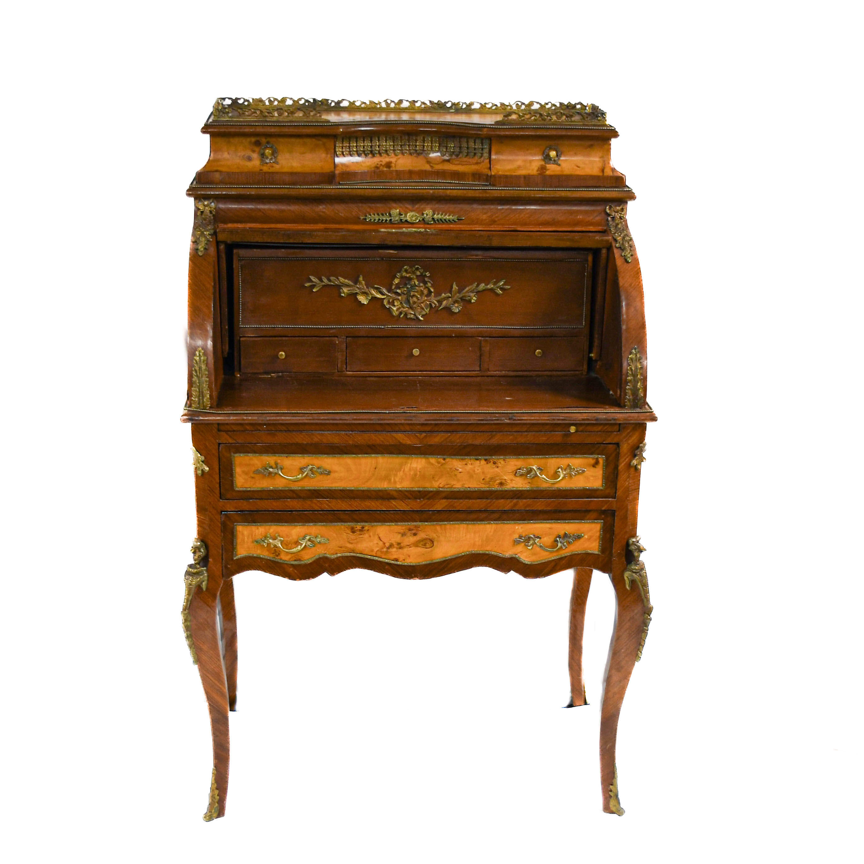 Louis XVI French Marquetry and Gilt Bronze Roll-Top Bureau de Damme-2