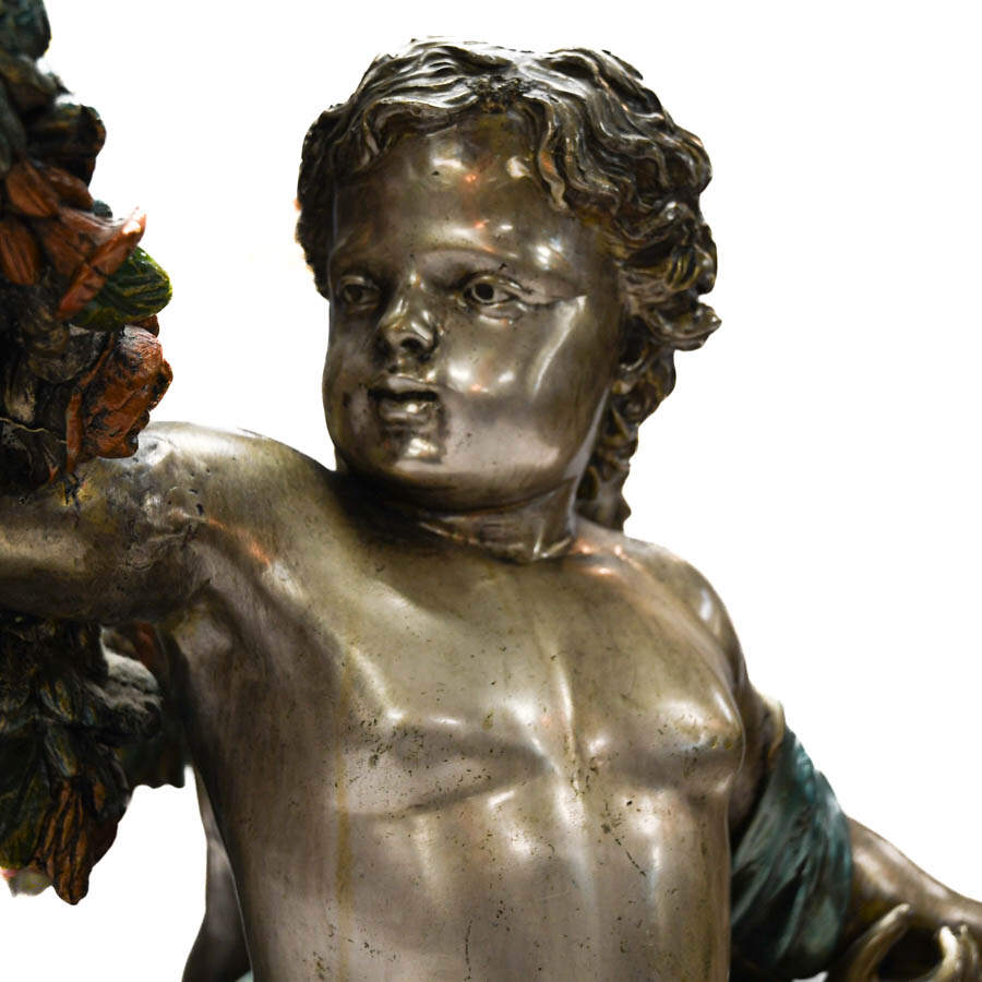 Signed S. Keliam Silver Gilt and Bronze Putti Table with Glass Top-5