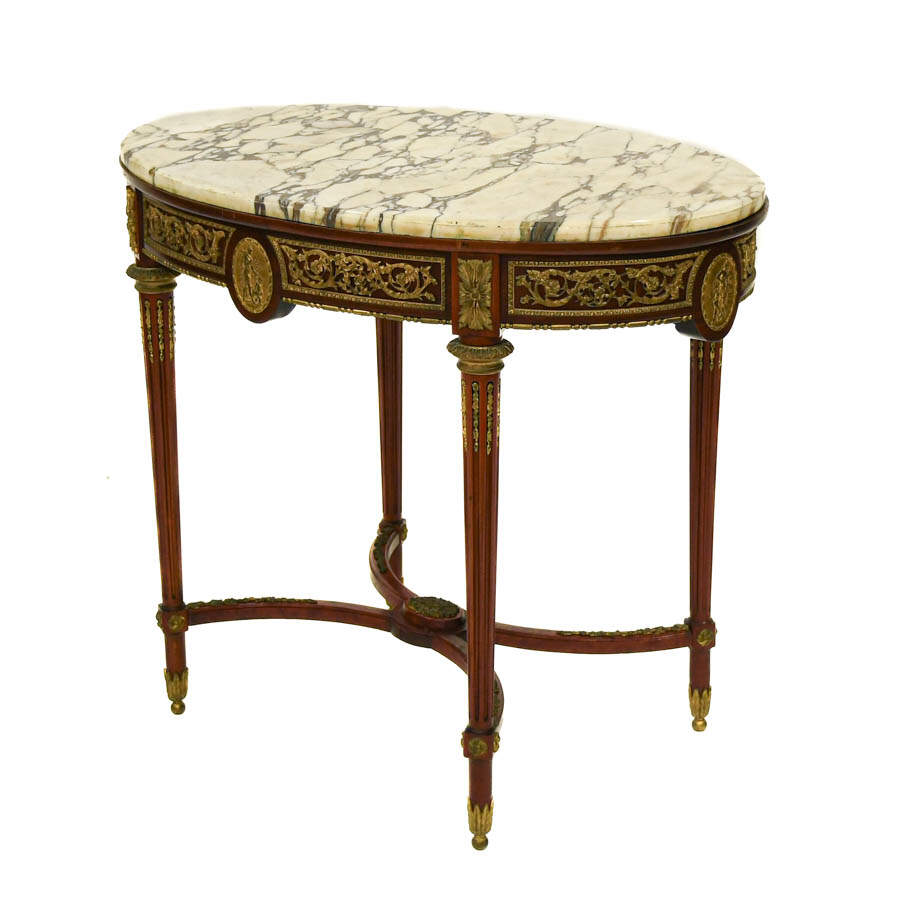 Antique Marble Top and Gilt Decorated Rococo-Style Center Table-5