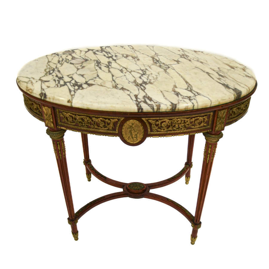 Antique Marble Top and Gilt Decorated Rococo-Style Center Table-4