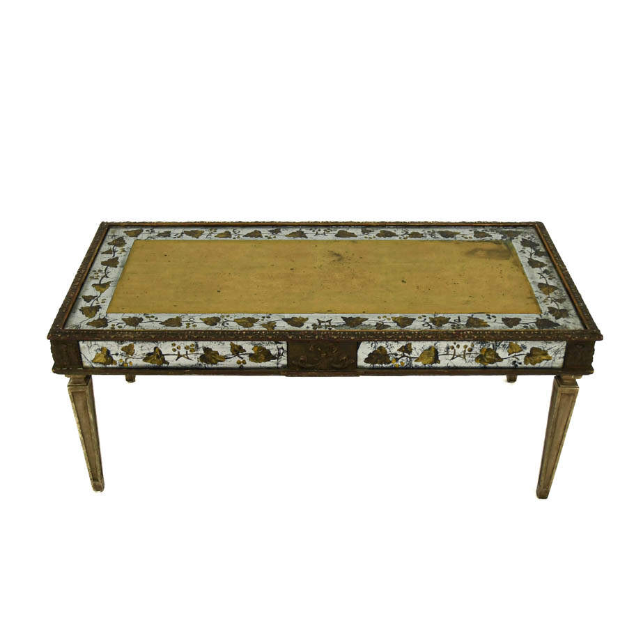 Mid-Century Modern Églomisé Decorated Coffee Table-3