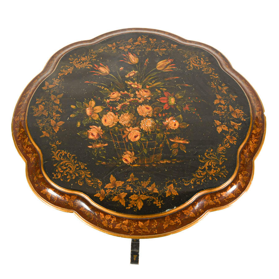 Antique French Lacquered Tilt-Top Table-3