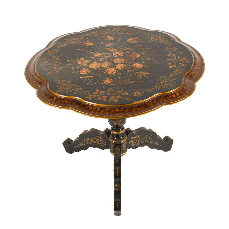 Antique French Lacquered Tilt-Top Table-2