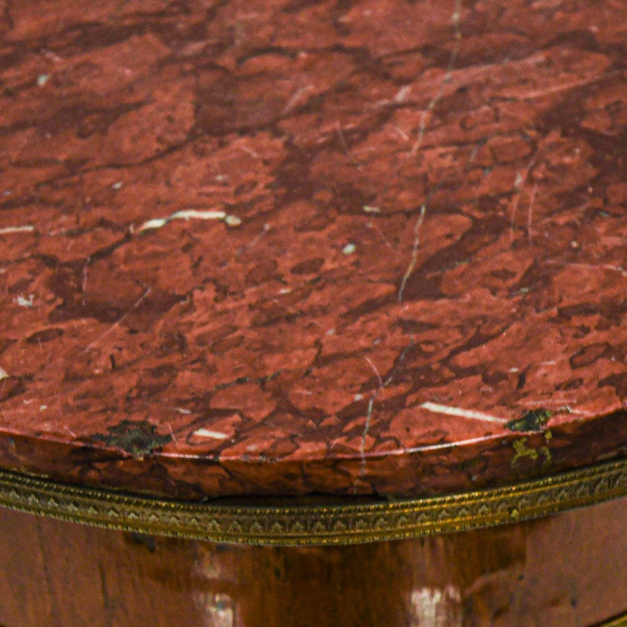 Antique French Ormolu and Rouge Marble Top Circle Side Table-9
