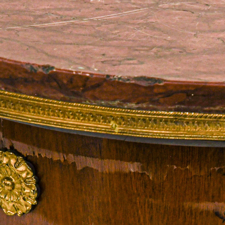 Antique French Ormolu and Rouge Marble Top Circle Side Table-7