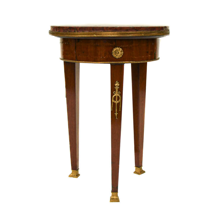 Antique French Ormolu and Rouge Marble Top Circle Side Table-2