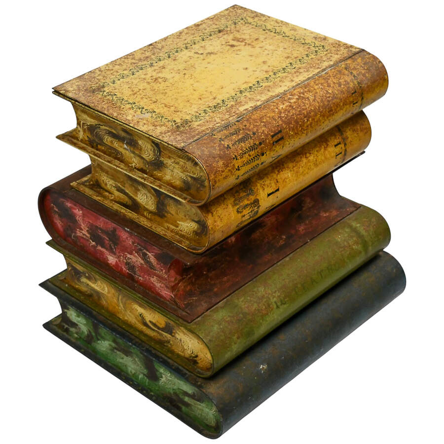 Vintage Italian Metal Tole Stacked Books End Table-2