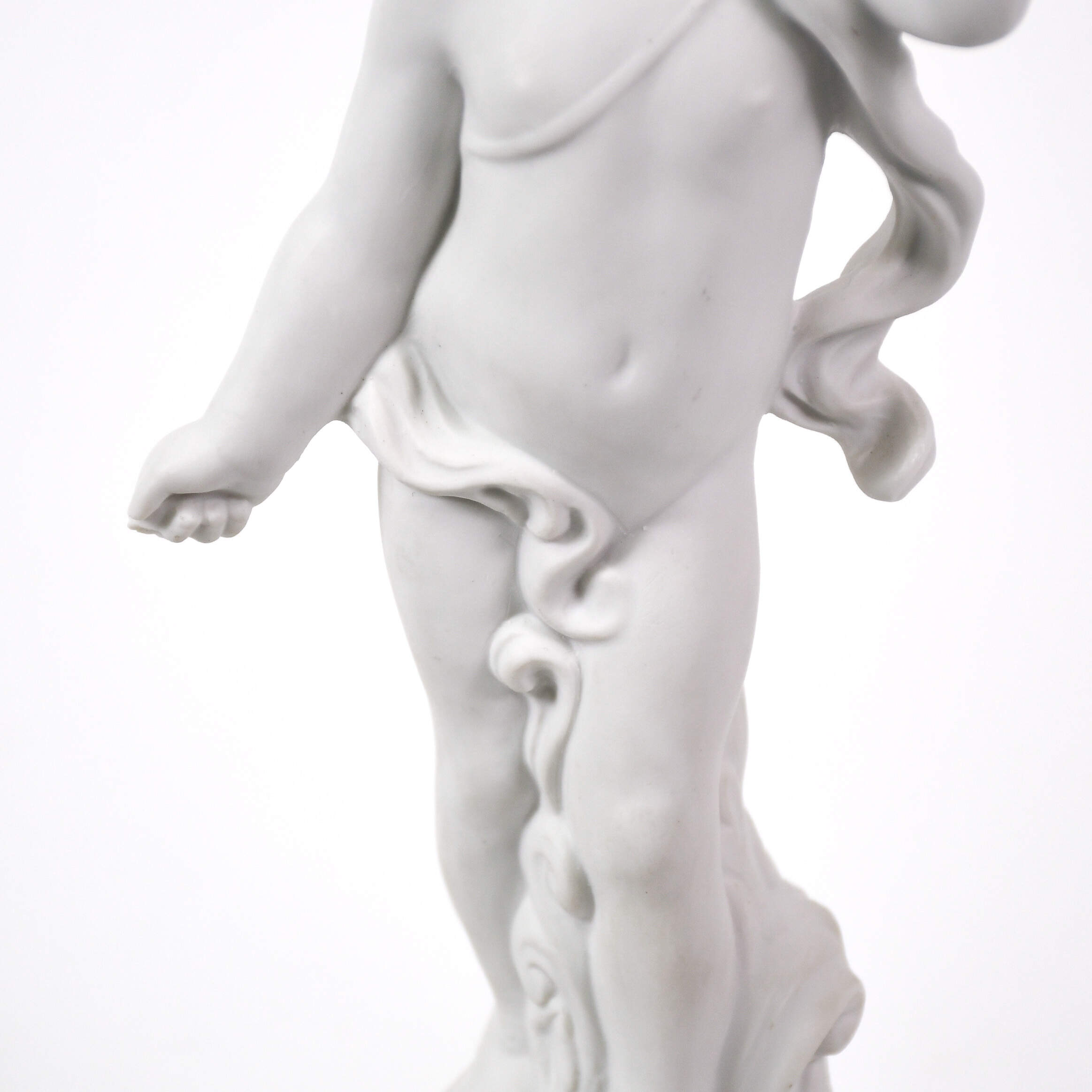 Pair of Bisque Cherub Lamps on Marble Base-14