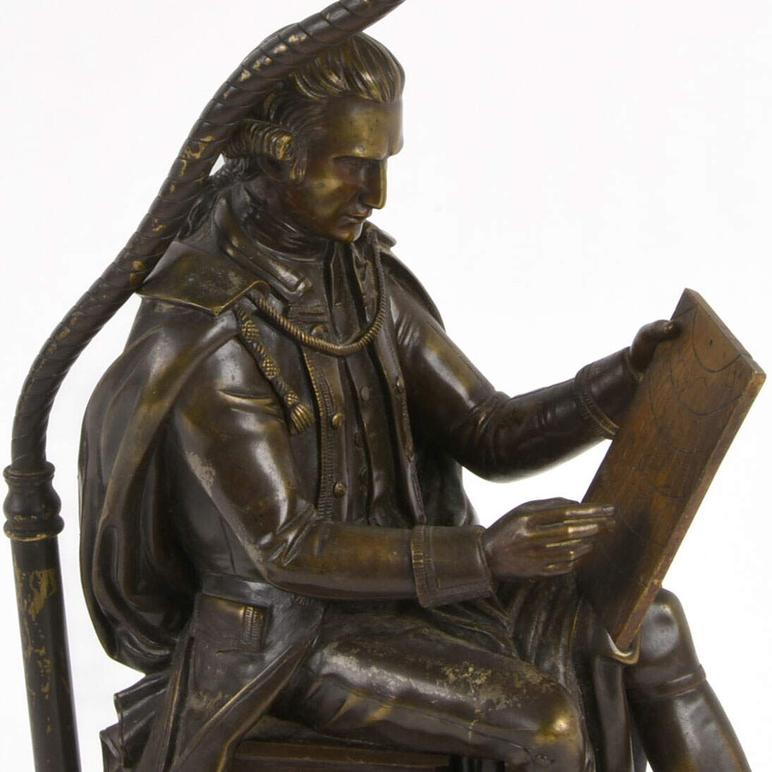 Antique Bronze Figural Scholar Table Lamp-4