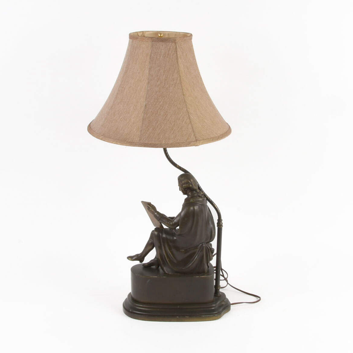 Antique Bronze Figural Scholar Table Lamp-3