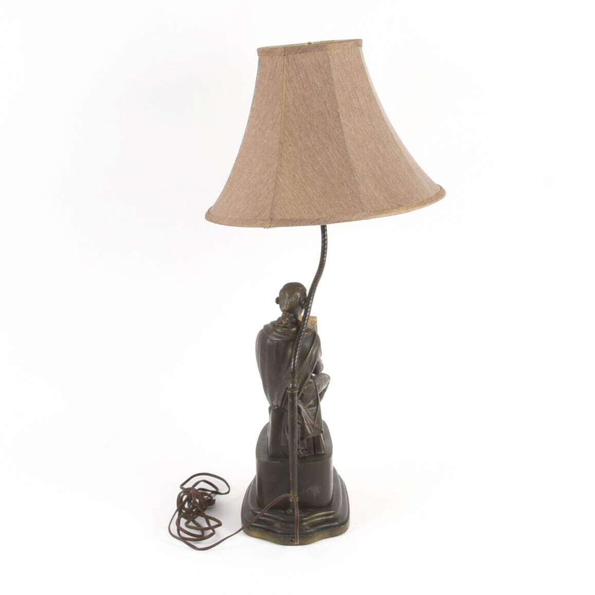 Antique Bronze Figural Scholar Table Lamp-2