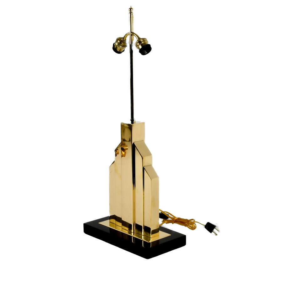 Mid-Century Modern Black and Gold Skyscraper Form Lamp-3