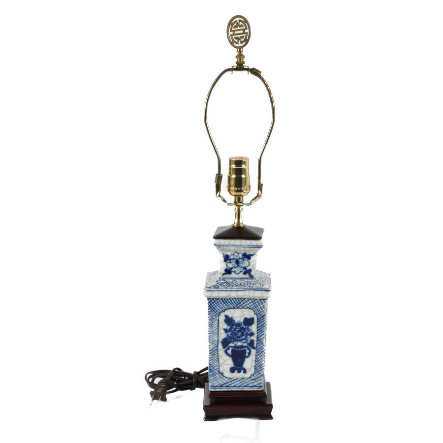Chinese Blue and White Floral Lamp-2