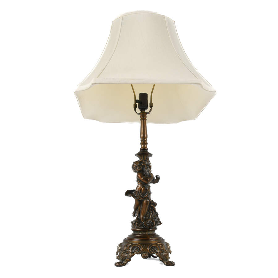 Cold-Painted Regency Style Putti Lamp-3