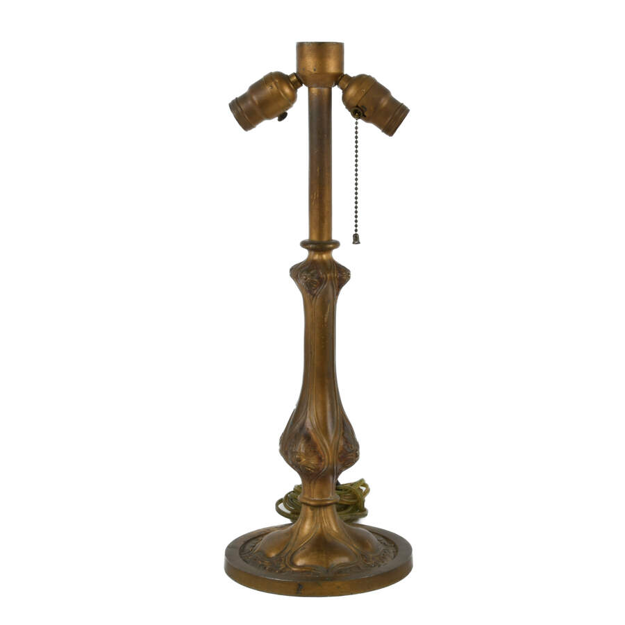 Antique Two-Light Stained Glass Table Lamp Base-1