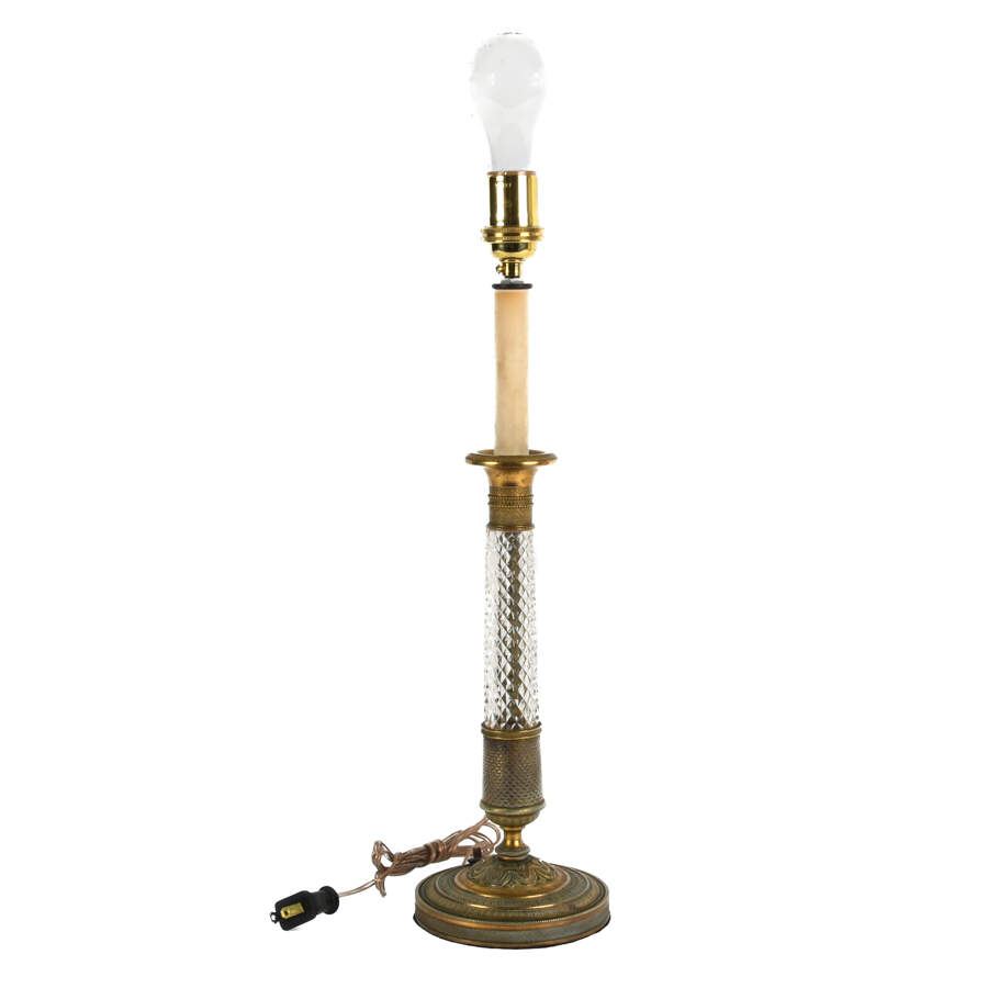 French Dore Bronze and Crystal Lamp-1