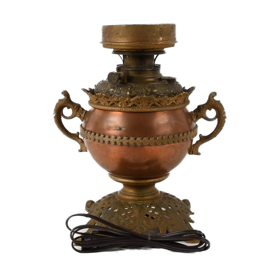 Antique Bradley & Hubbard Converted Copper Oil Lamp-6