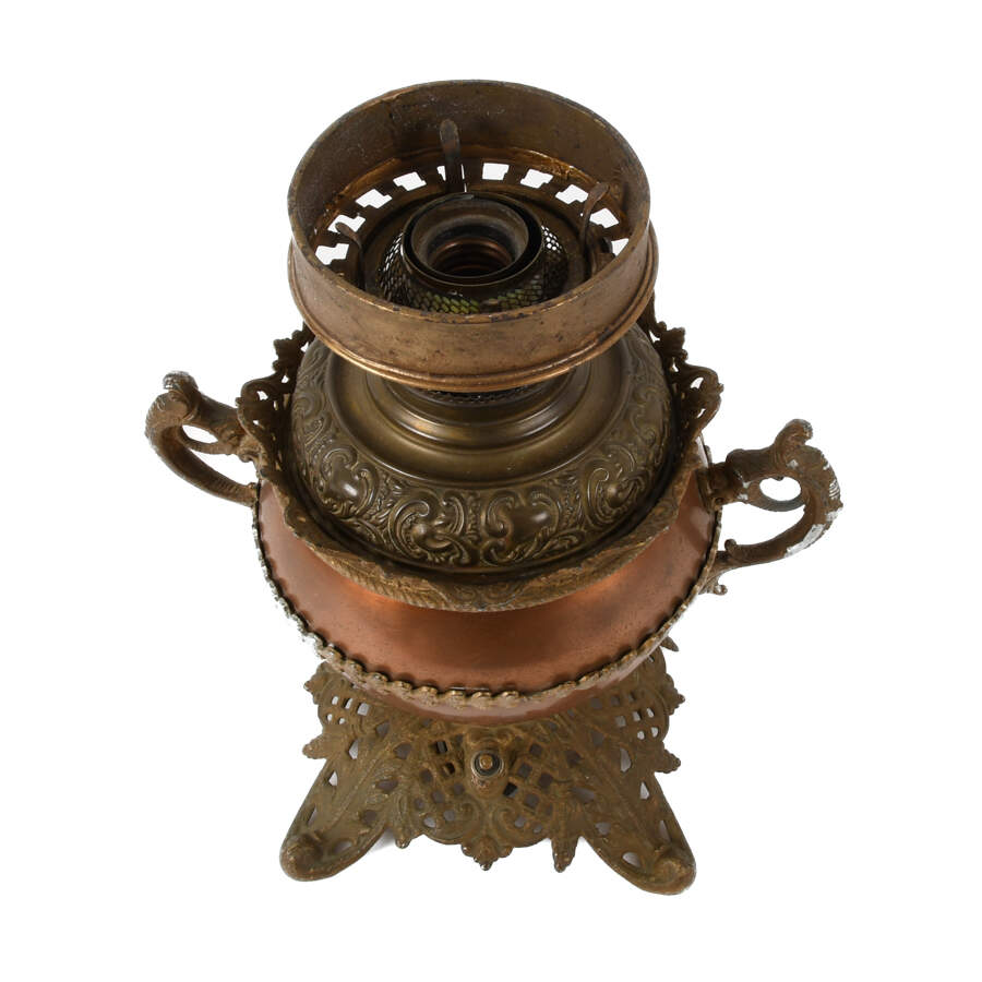 Antique Bradley & Hubbard Converted Copper Oil Lamp-3