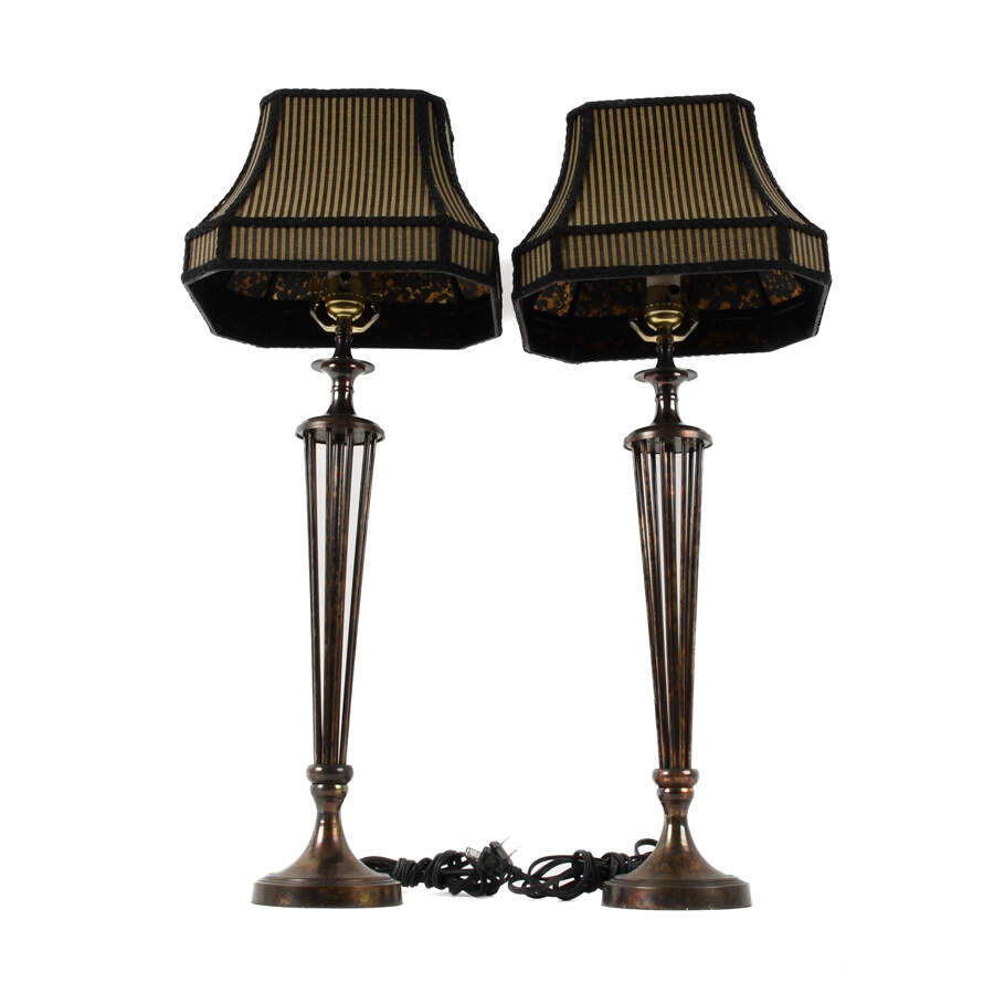 Pair of Decorative Open Cage Metal Table Lamps-4