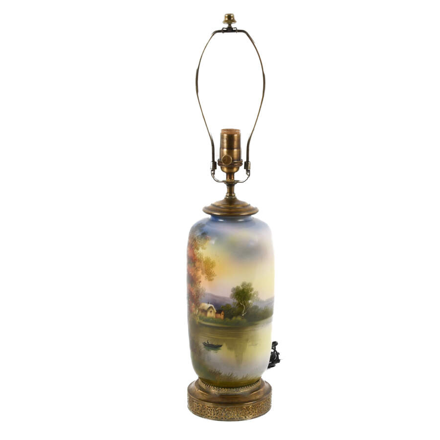 Nippon Hand-Painted Landscape Table Lamp-6