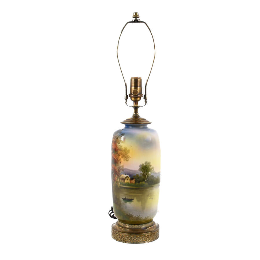 Nippon Hand-Painted Landscape Table Lamp-1