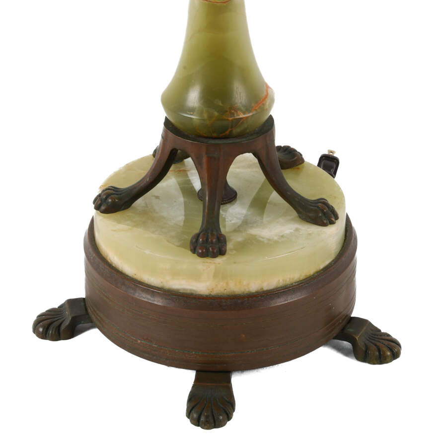 Two-Tier Doubled-Footed Onyx and Metal Lamp-3