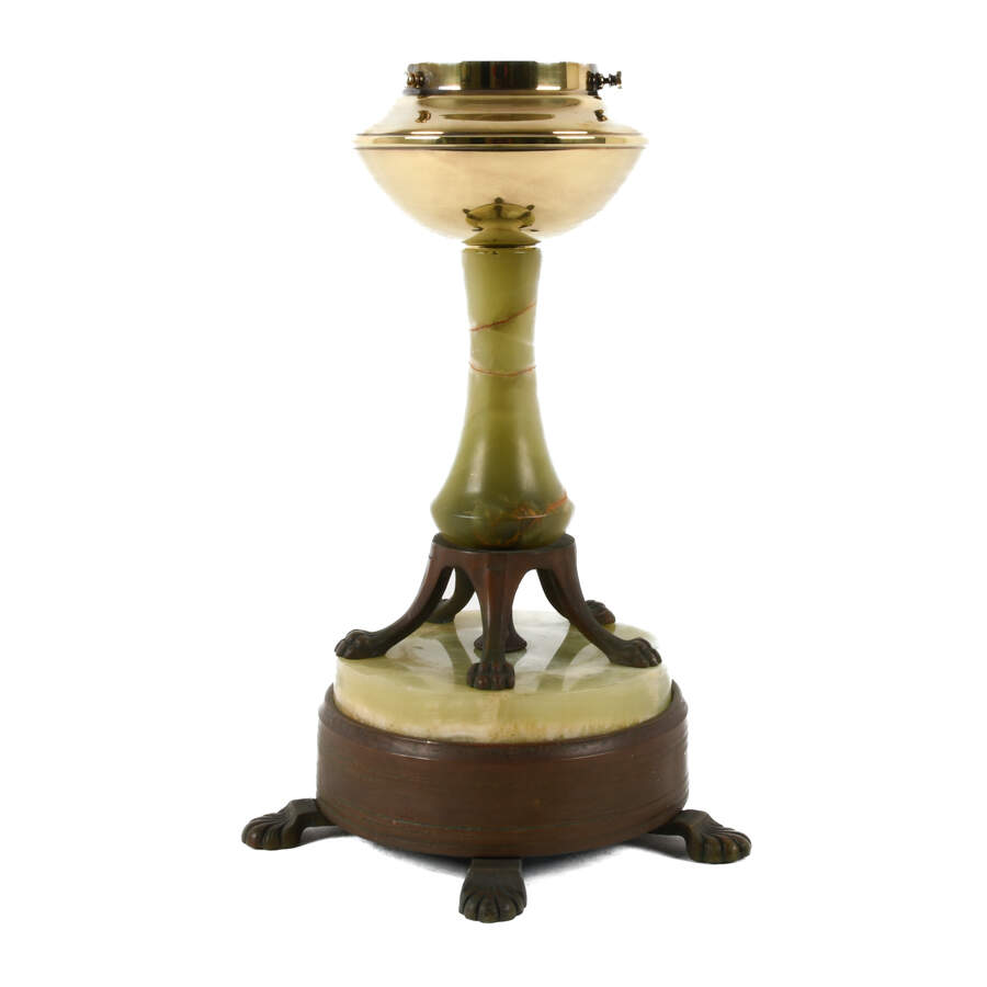Two-Tier Doubled-Footed Onyx and Metal Lamp-1