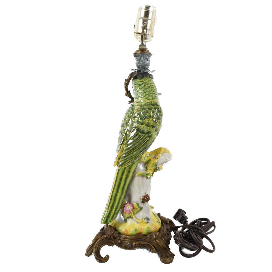 Ormolu Mounted Figural Parrot Lamp-6