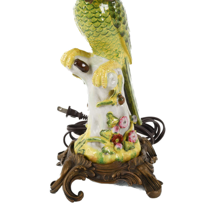 Ormolu Mounted Figural Parrot Lamp-4