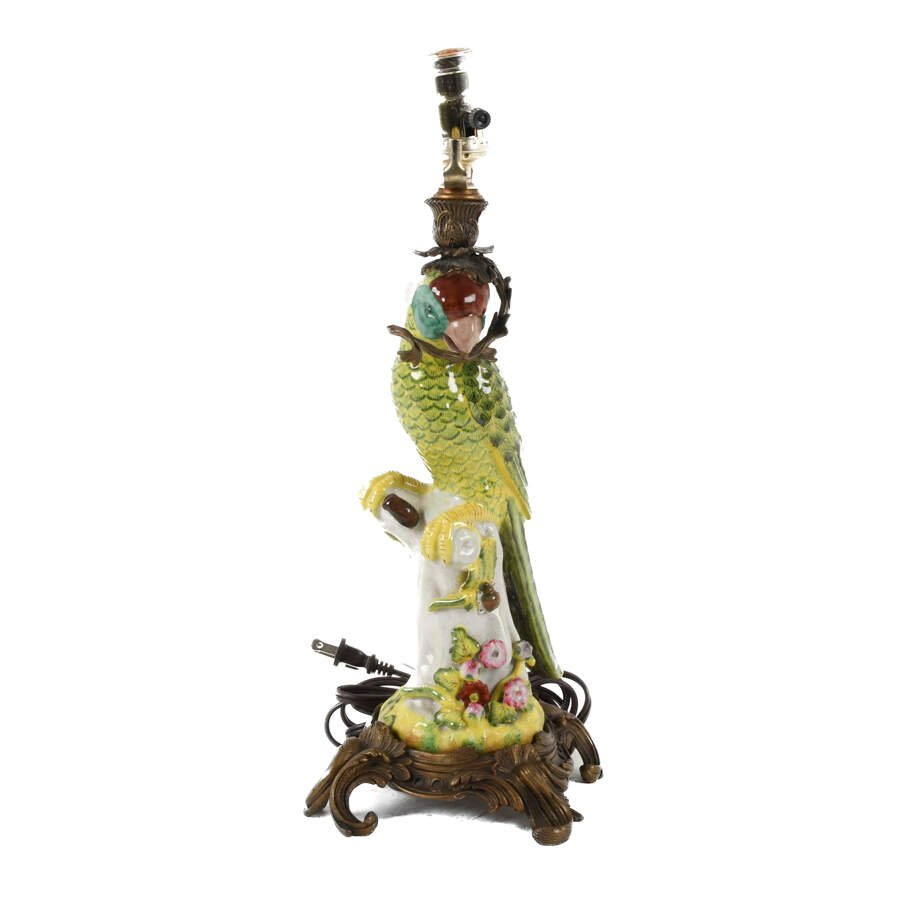 Ormolu Mounted Figural Parrot Lamp-2