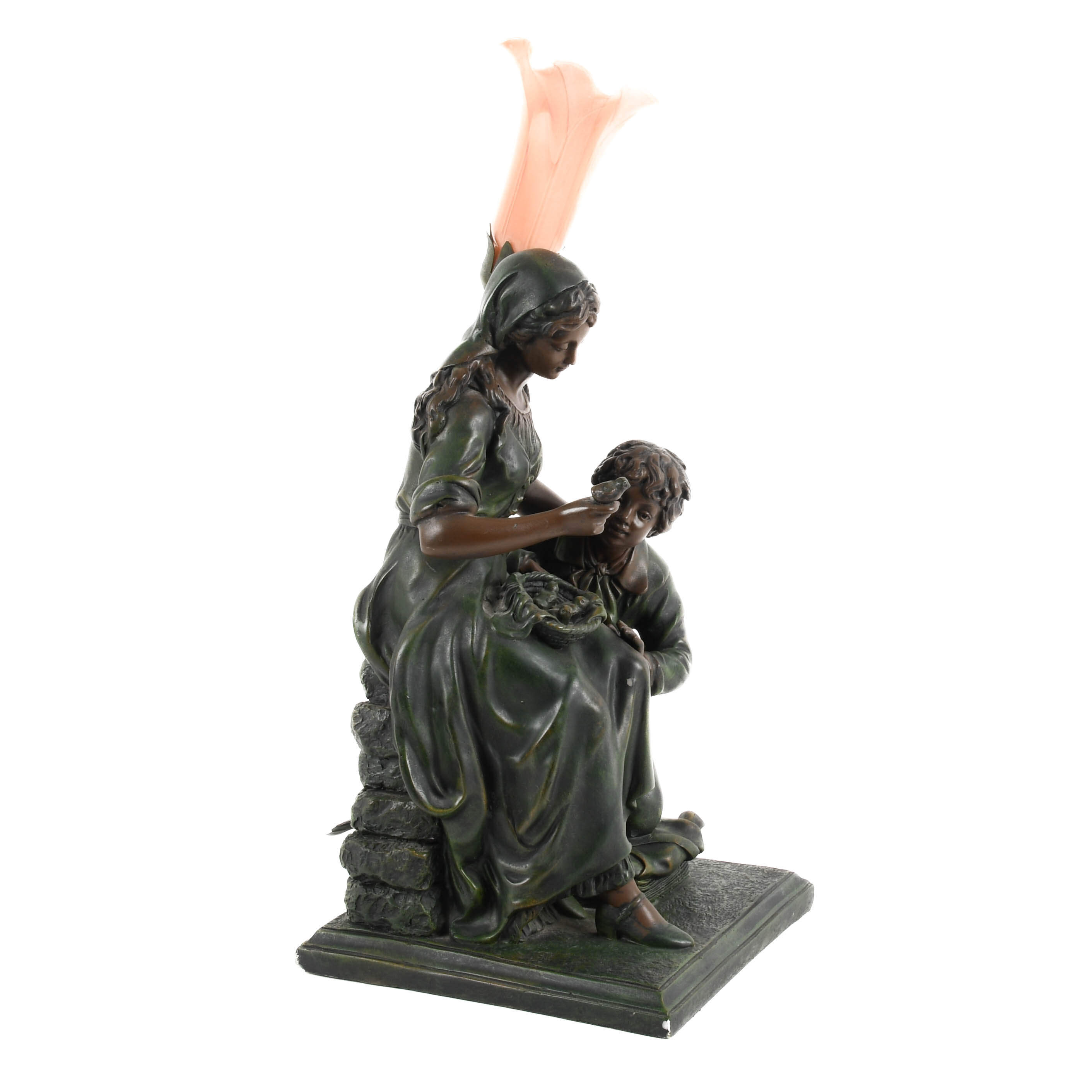Art Nouveau-Style Resin Figural Lamp After Aguste Moreau-5