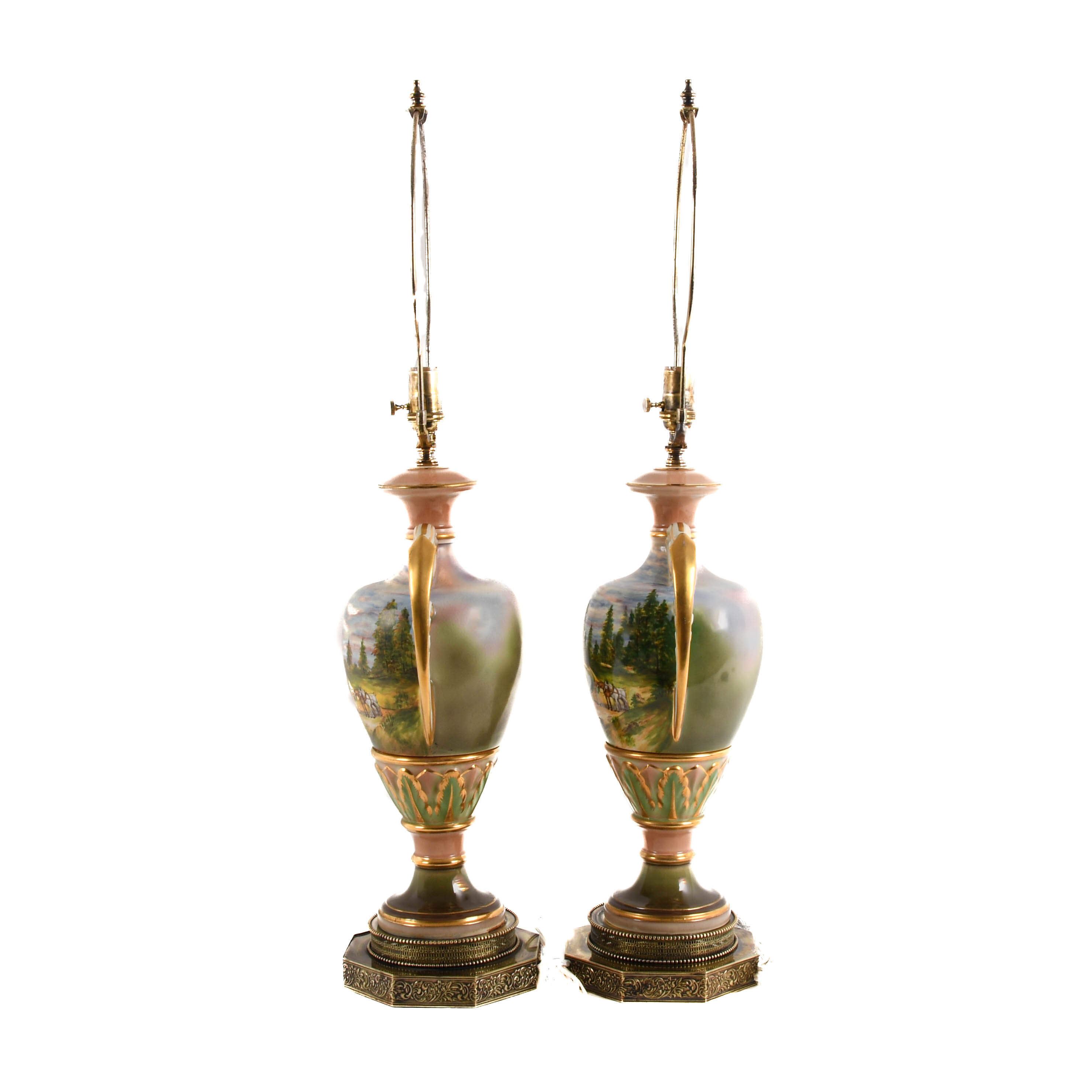 Pair of Hand-Painted Porcelain Table Lamps-5
