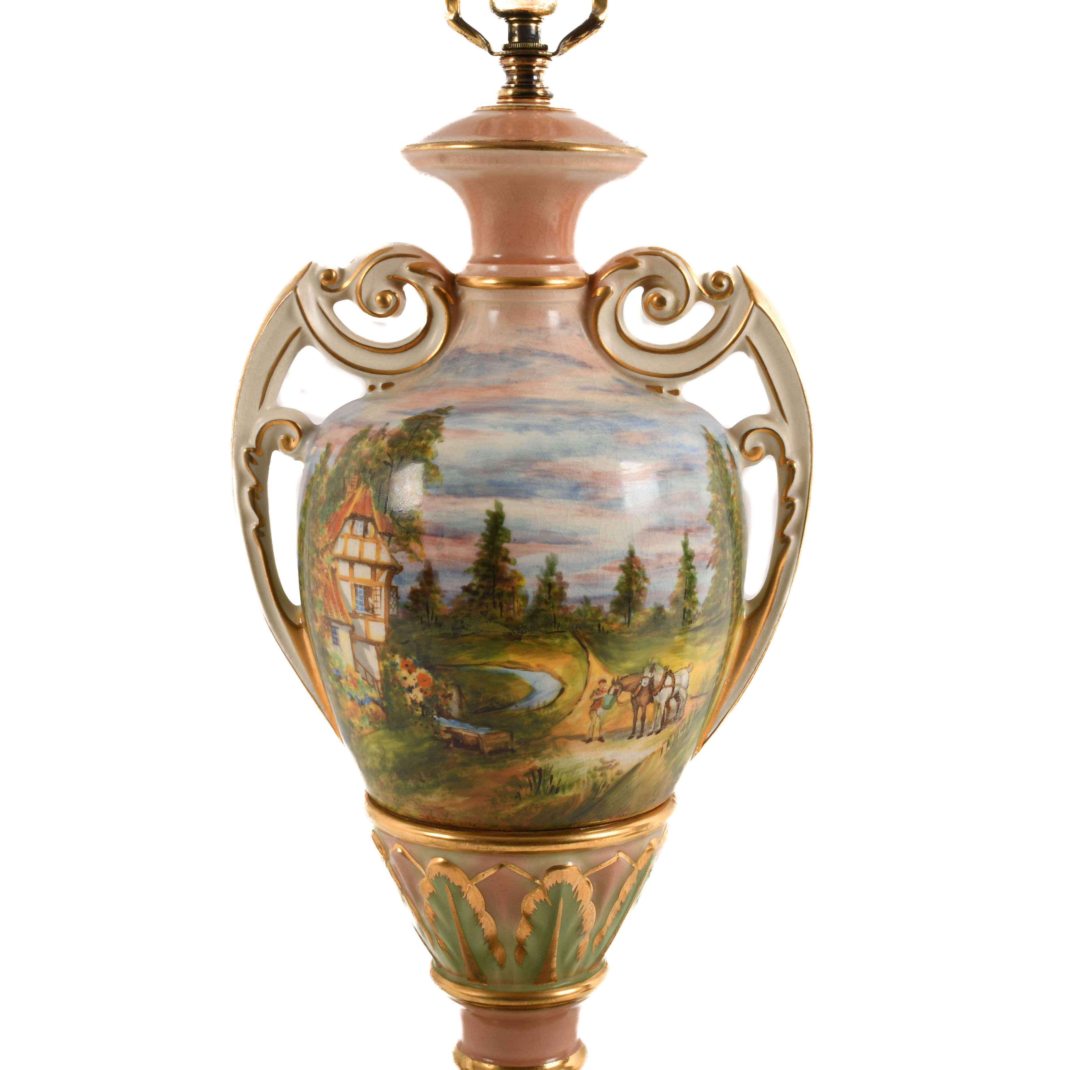 Pair of Hand-Painted Porcelain Table Lamps-3