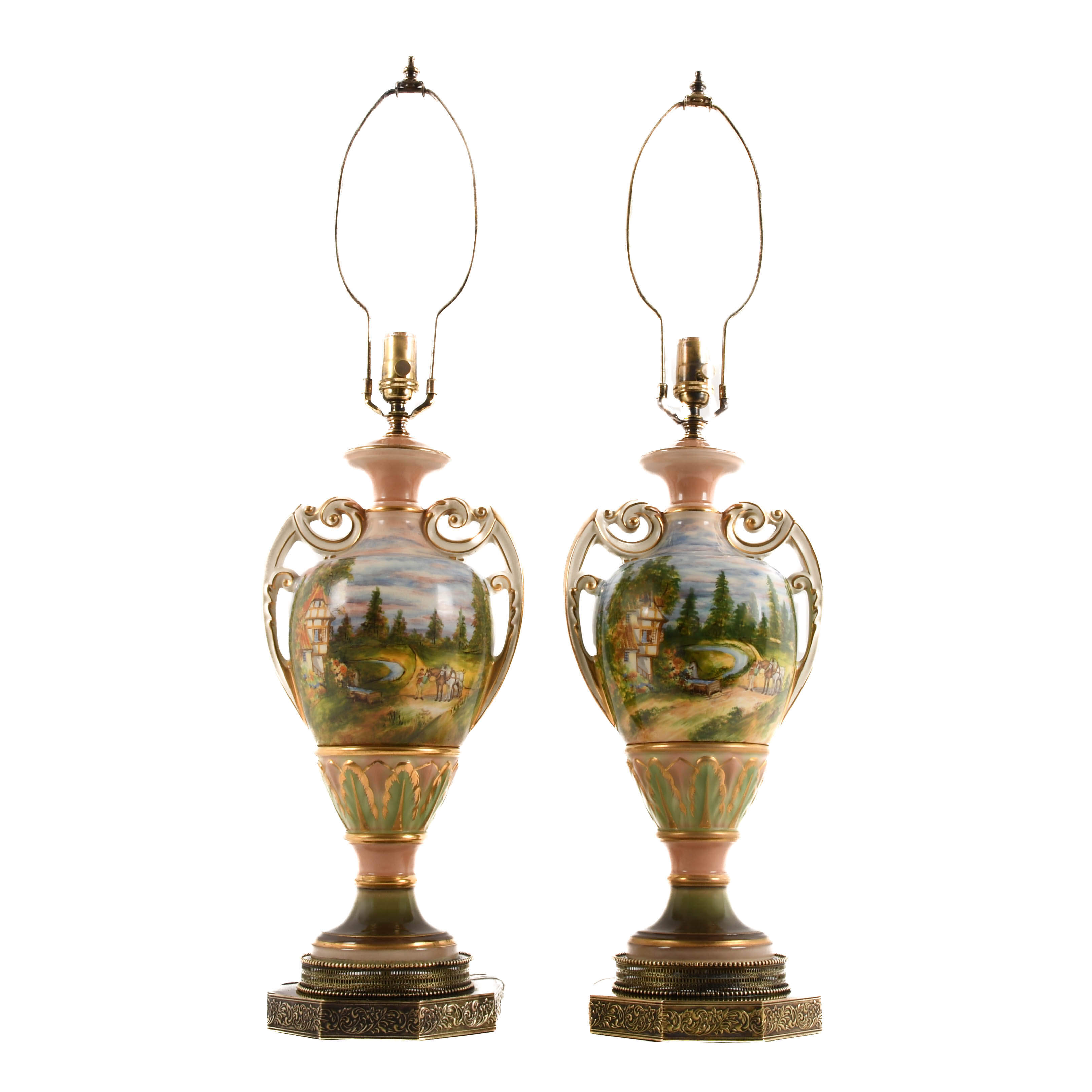 Pair of Hand-Painted Porcelain Table Lamps-2
