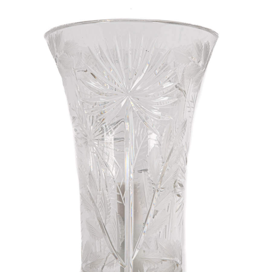 Dresden Cut Crystal Lamp on Brass Base-4