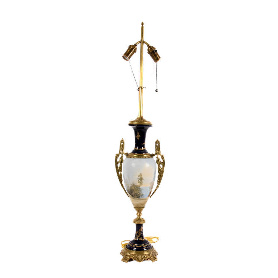Sèvres-Style Handled Urn Courtly Lovers Table Lamp-4