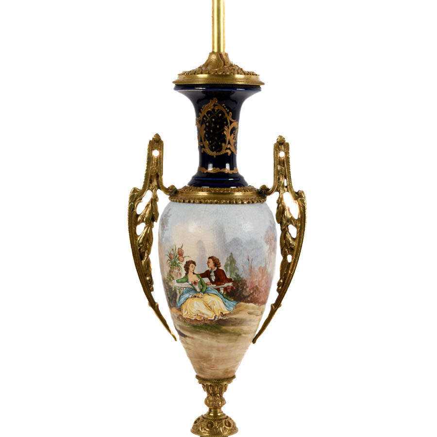Sèvres-Style Handled Urn Courtly Lovers Table Lamp-2