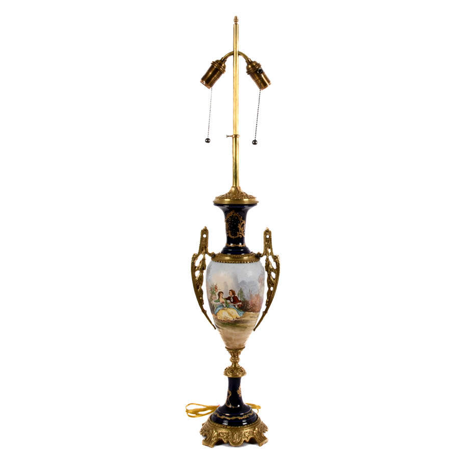 Sèvres-Style Handled Urn Courtly Lovers Table Lamp-1