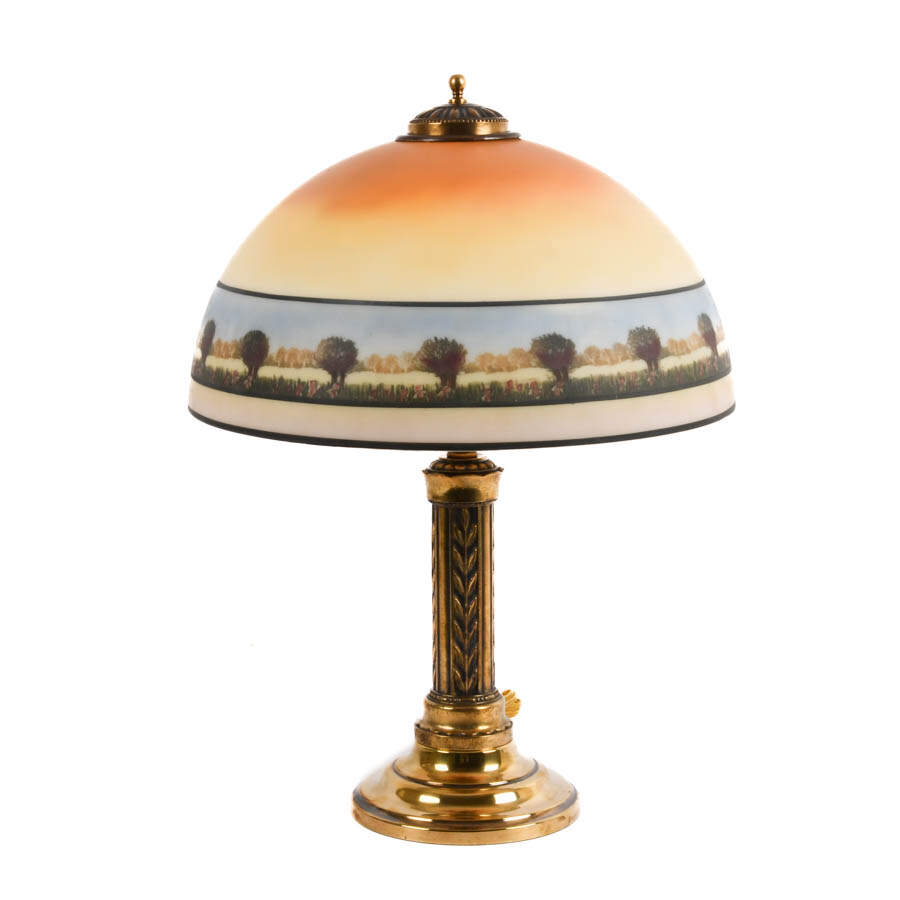 Antique Hand Painted Pittsburgh School Handel Table Lamp-2