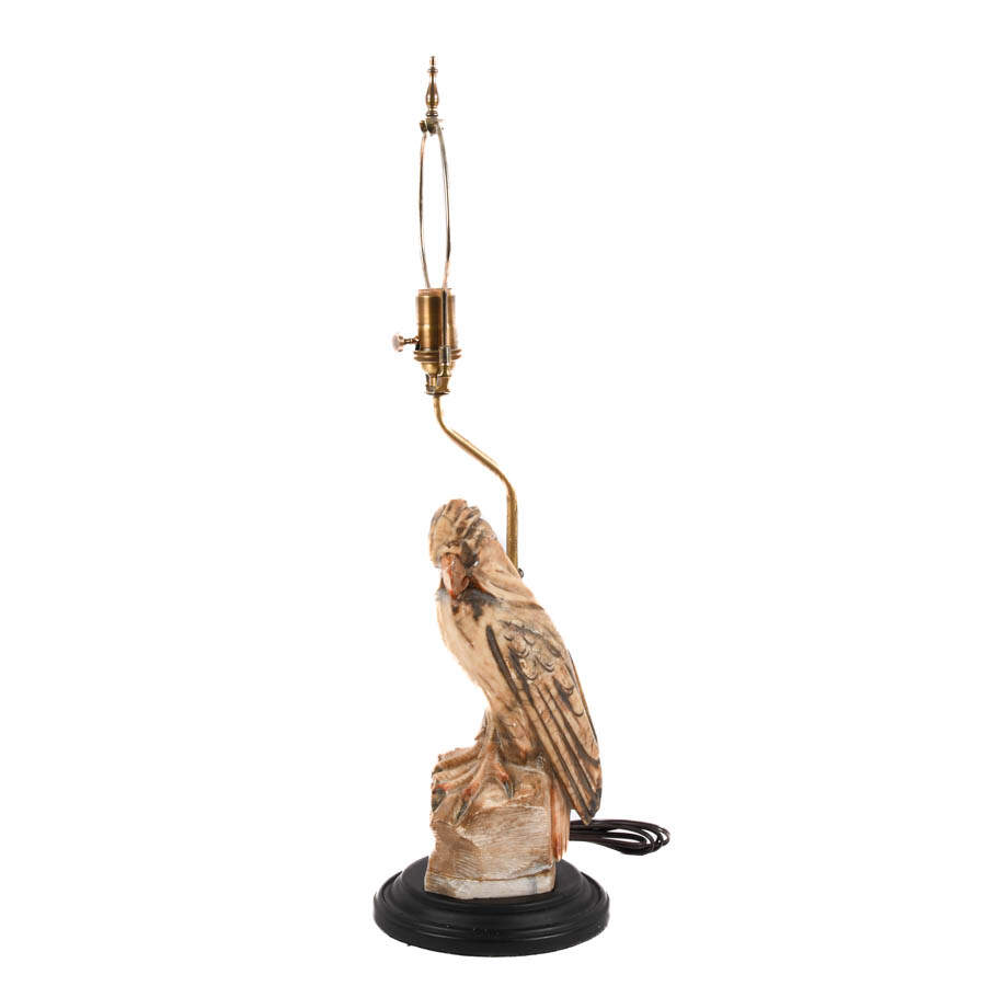 Antique Marble Figural Parrot Table Lamp-4