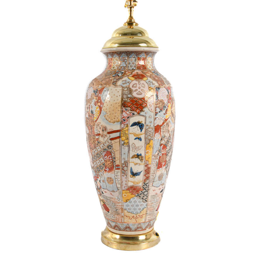 Antique Satsuma Vase Converted to Lamp-3