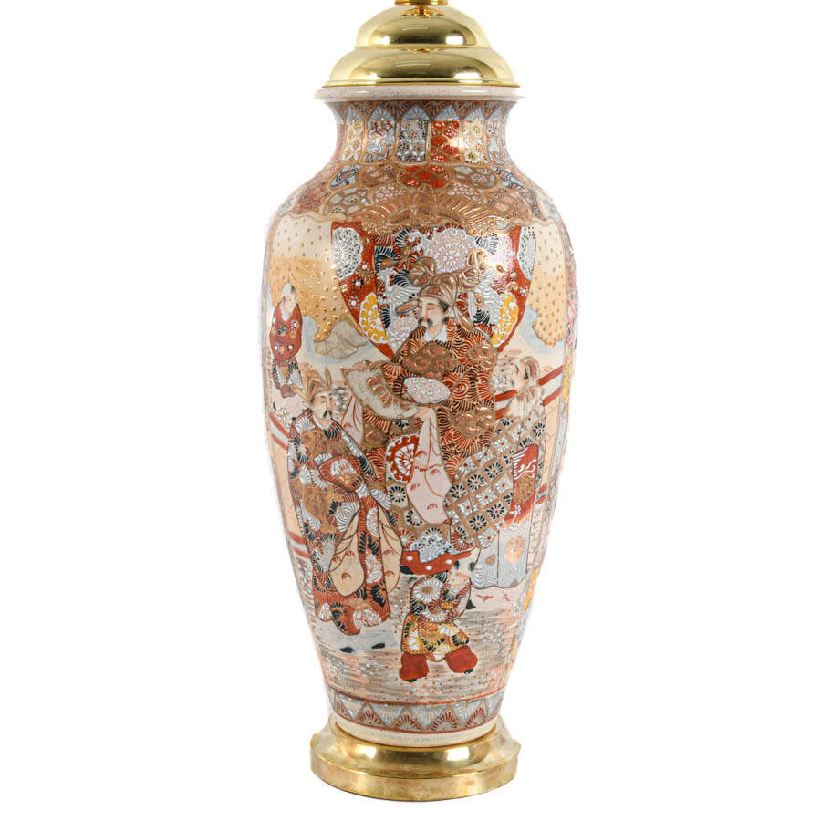 Antique Satsuma Vase Converted to Lamp-2